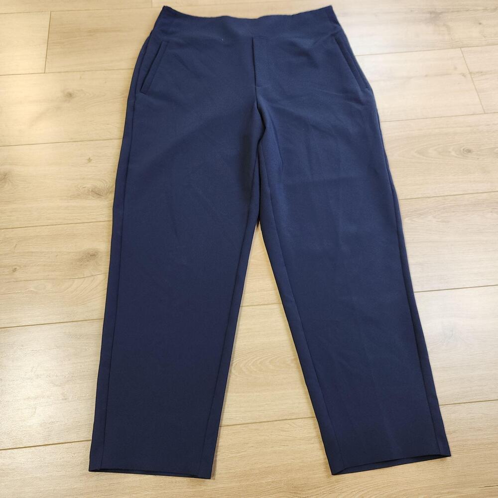 Athleta Ankle Pants Womens 16 Blue Pull On Pockets Woven Casual Travel Workwear